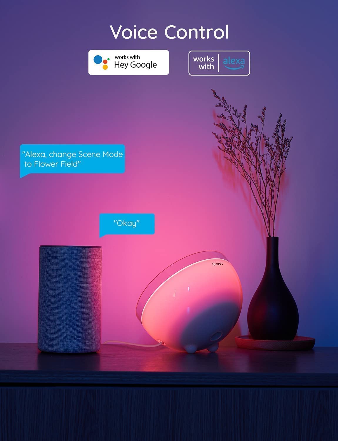 Govee Ambient RGBWW Portable Table Lamp (Bluetooth & Wi - Fi) - Smart Lamp - Govee - Zenox