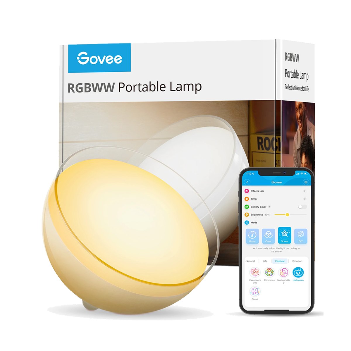 Govee Ambient RGBWW Portable Table Lamp (Bluetooth & Wi - Fi) - Smart Lamp - Govee - Zenox