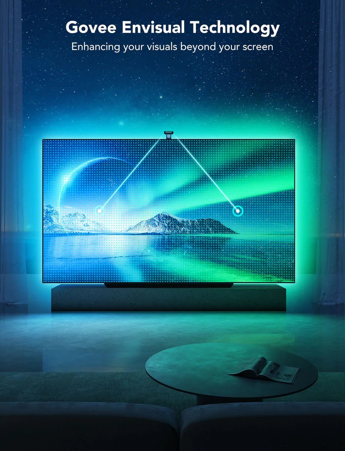Govee Envisual TV Backlight T2 with Dual Cameras (75~85 inch) - Smart TV & Monitor Light - Govee - Zenox