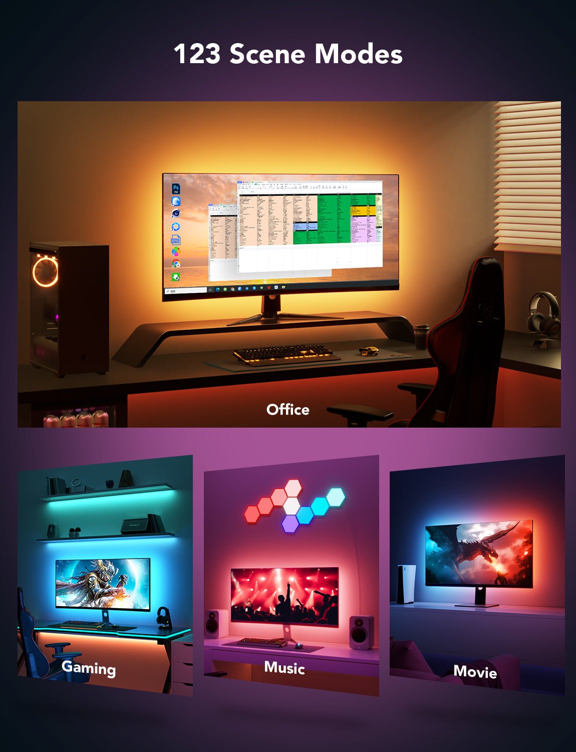 Govee Gaming Light Strip G1 (27 - 34 inch) - Smart TV & Monitor Light - Govee - Zenox