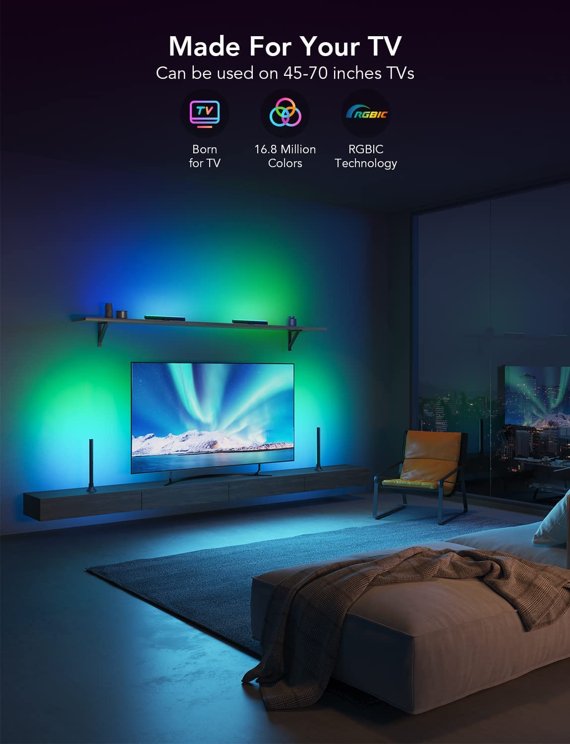 Govee H6046 RGBIC TV Light Bars (For 45 - 70 inch TV) - Smart TV & Monitor Light - Govee - Zenox