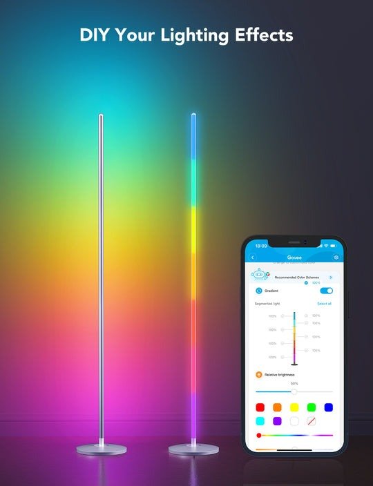 Govee H6072 Lyra RGBICWW Wall/Corner Floor Lamp - Smart Lamp - Govee - Zenox