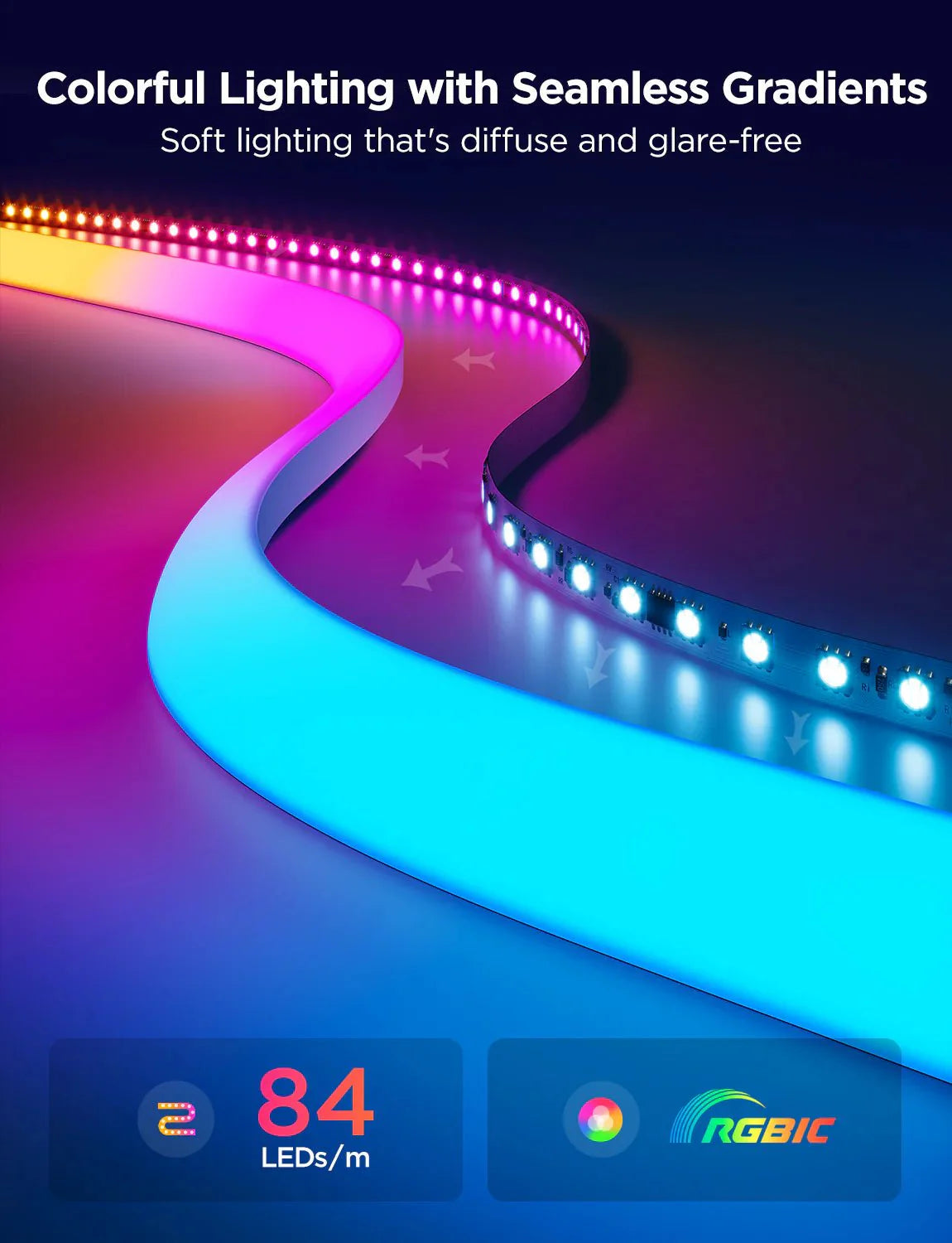 Govee Neon Rope Light for Wall Lining - 5m - Smart Lightstrip - Govee - Zenox