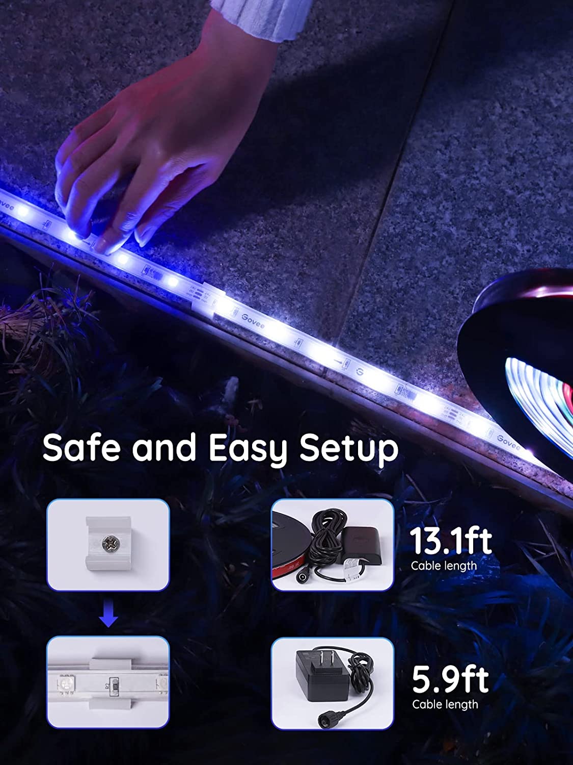 Govee Phantasy Outdoor LED RGBIC Strip Lights (32.8ft) - Smart Lightstrip - Govee - Zenox