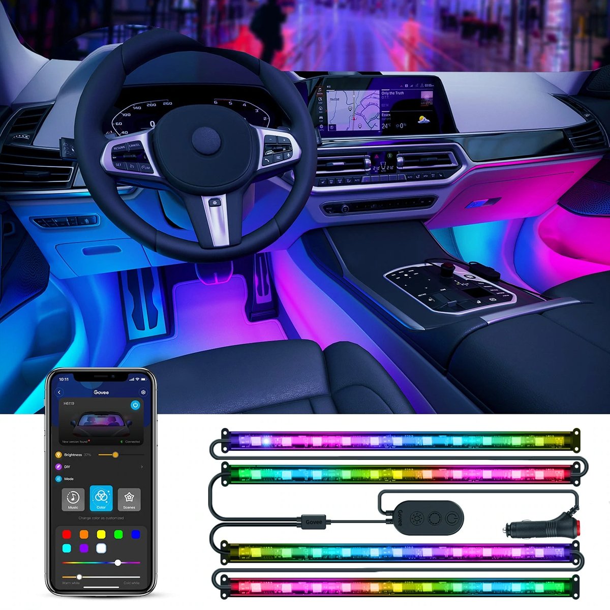 Govee RGBIC Interior Car Lights - Smart Lightstrip - Govee - Zenox