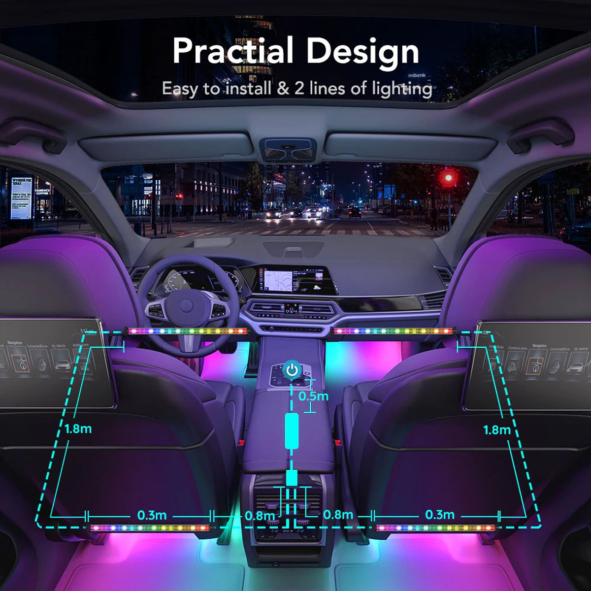 Govee RGBIC Interior Car Lights - Smart Lightstrip - Govee - Zenox