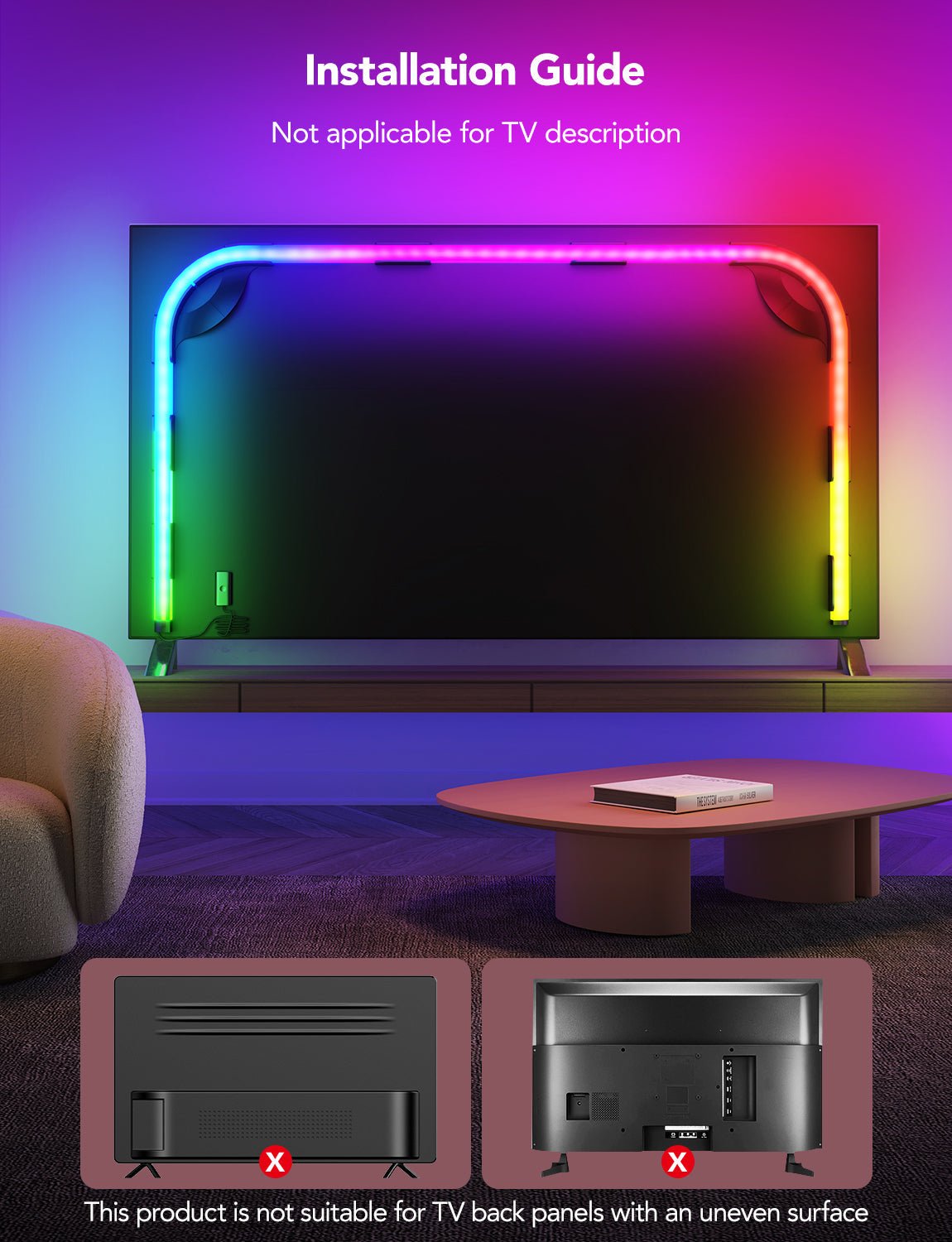 Govee RGBIC Neon TV Backlight LED Strip Light (For 48" - 55" (Four Sides), 65" - 75" (Three Sides)) - Smart TV & Monitor Light - Govee - Zenox