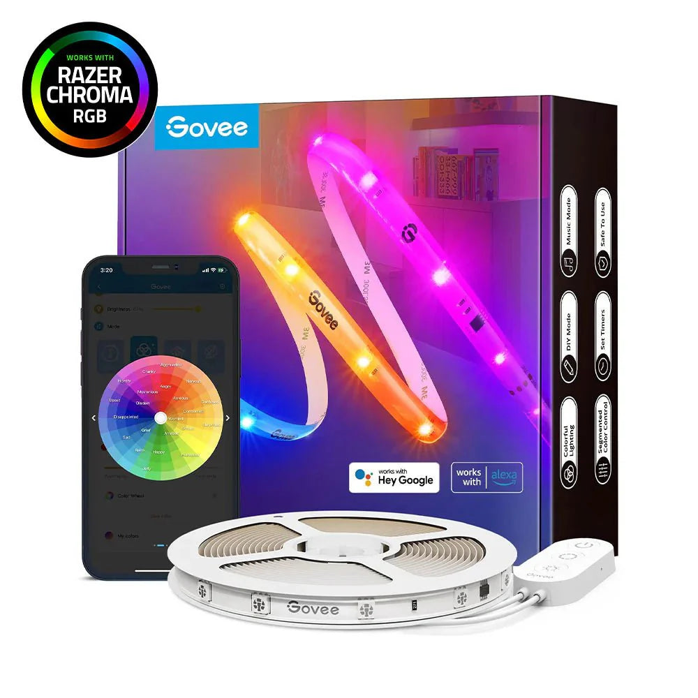 Govee RGBIC Wi - Fi + Bluetooth LED Strip Lights With Protective Coating - Smart Lightstrip - Govee - Zenox