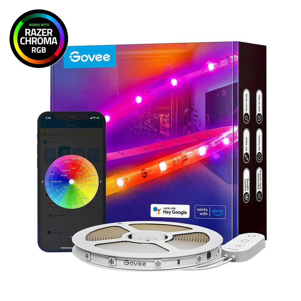 Govee RGBIC Wi - Fi + Bluetooth LED Strip Lights With Protective Coating - Smart Lightstrip - Govee - Zenox