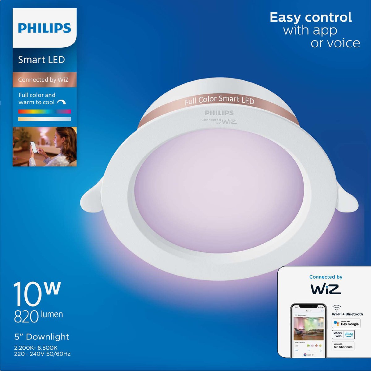 Philips WiZ Downlight RGB 10W 5" Smart Wi - Fi Wiz Connected Recessed Downlight - Smart Downlight - WiZ - Zenox