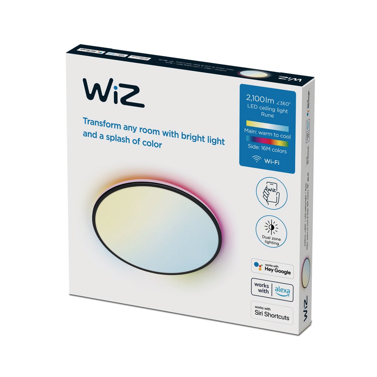WiZ Rune WiZ Ceiling 21W B 27 - 65K TW RGB - Smart Ceiling Light - WiZ - Zenox