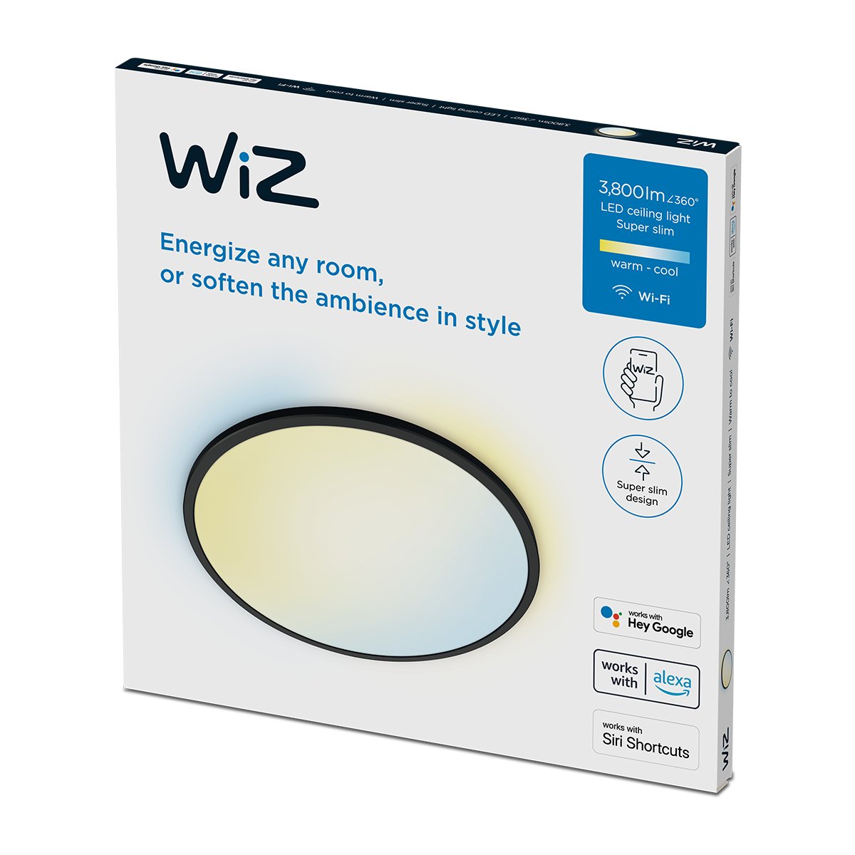 WiZ SuperSlim WiZ Ceiling 32W W RD 27 - 65K TW - Black - Smart Ceiling Light - WiZ - Zenox