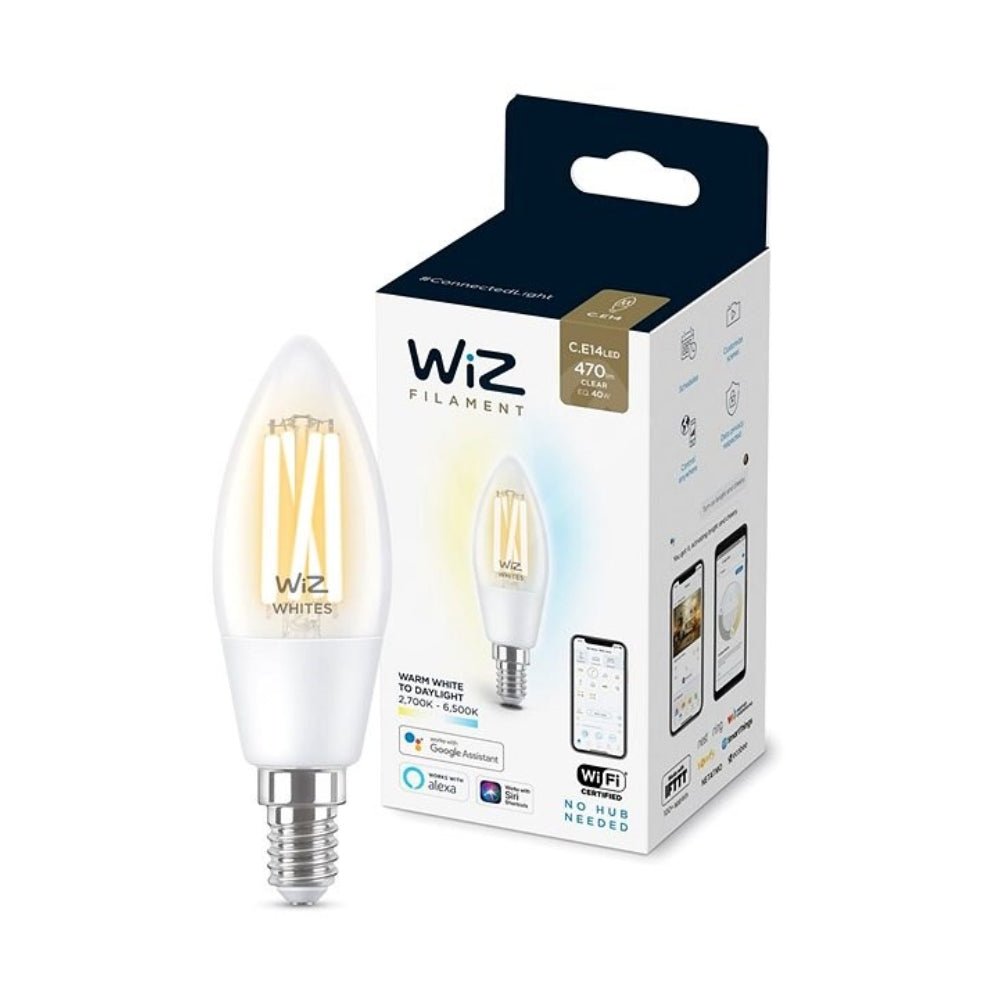 WiZ Tunable White 40W C35 E14 Wi - Fi Smart Dimmable LED Filament Bulb - Smart Bulb - WiZ - Zenox