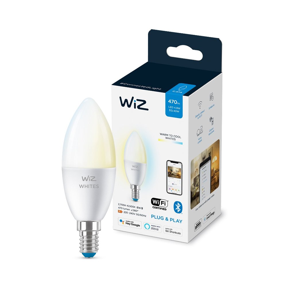Wiz Wi - Fi 40W C37 E14 927 - 65 TW 1PF/6 Smart LED Bulb - Smart Bulb - WiZ - Zenox