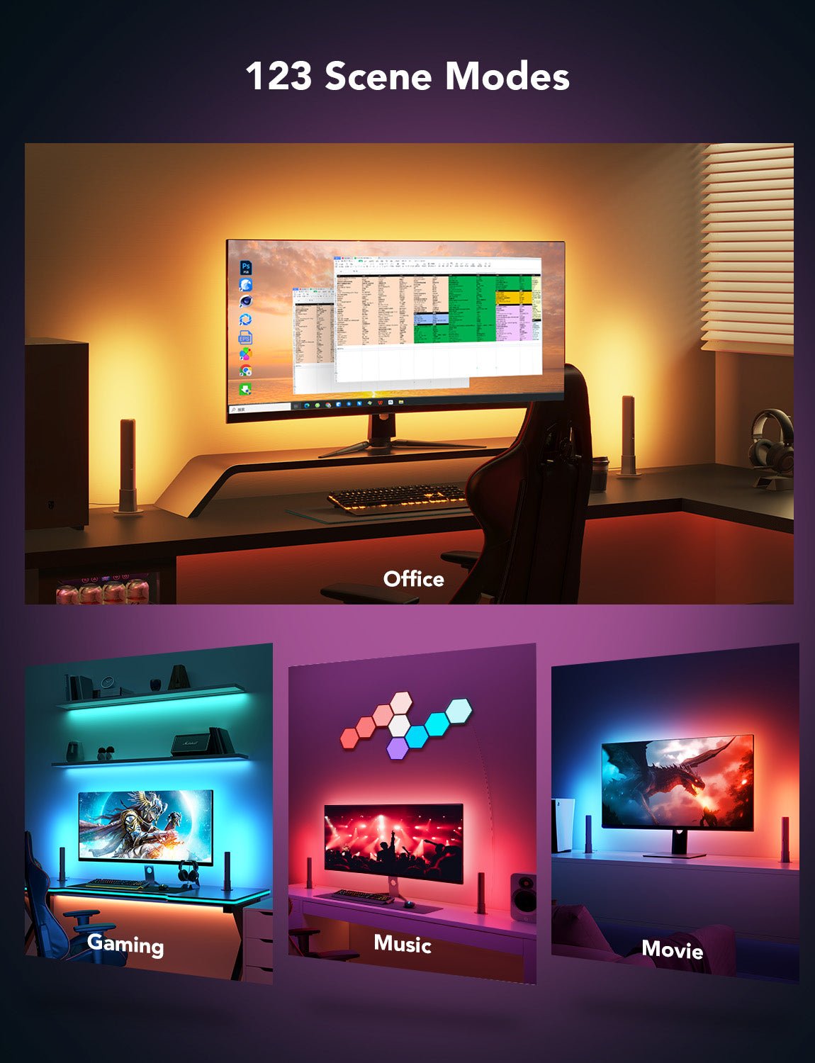 Govee PC monitor back Light & Light Bar (Light Strip + Light Bar) - Smart TV & Monitor Light - Govee - Zenox