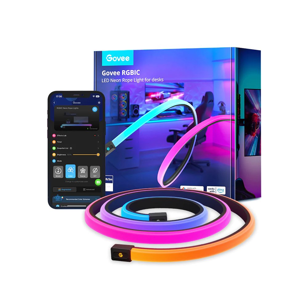 Govee RGBIC LED Neon Rope Lights for Desks - Smart Lightstrip - Govee - Zenox