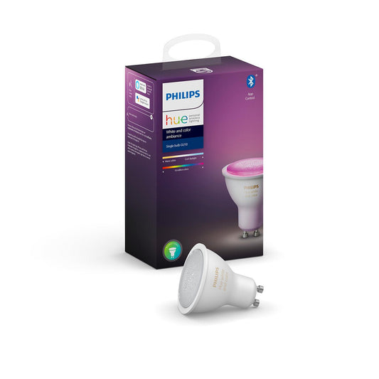 Philips Hue White and Colour Ambiance Bluetooth Single Bulb 5.7W GU10 - Smart Bulb - Philips Hue - Zenox