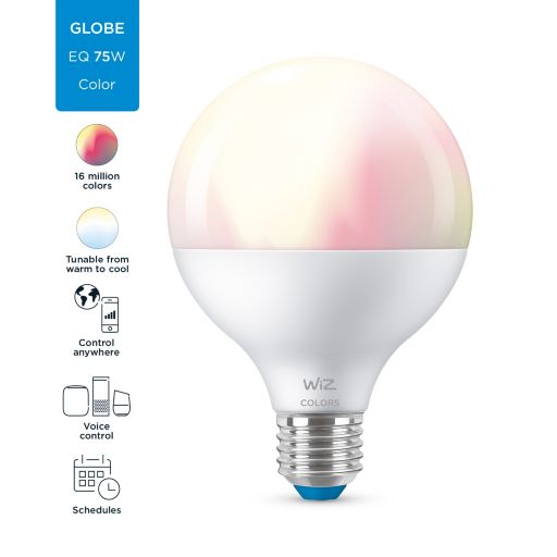 WiZ Wi - Fi BLE 75W G95 E27 922 - 65 RGB 1PF/6 - Smart Bulb - WiZ - Zenox